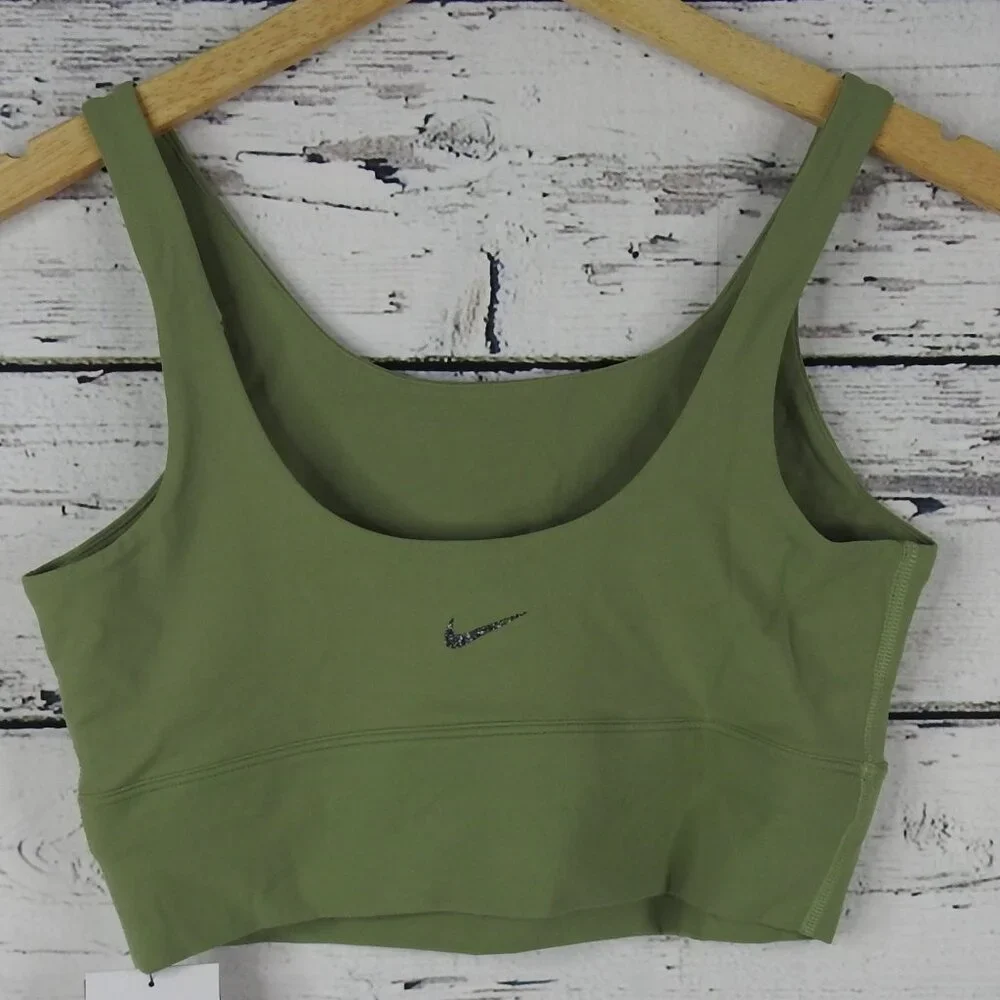 Nike Olive Green Scoop Neck Sports Bra